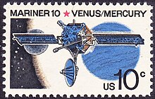 Mariner 10 space probe, on U.S. Stamps, Space Exploration History, Issue of 1975 Mariner 10 1975 Issue-10c.jpg