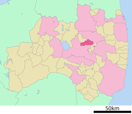 Situering van Motomiya in de prefectuur Fukushima