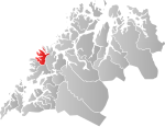 Mapa do condado de Troms com Berg em destaque.