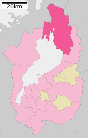 Lage Nagahamas in der Präfektur