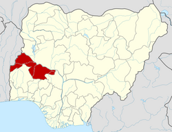 Расположение штата Квара в Нигерии