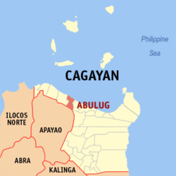 Mapa ng Cagayan na nagpapakita sa lokasyon ng Abulug.
