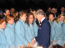 Charles, Prince of Wales with students of his Australian alma mater, Geelong Grammar School, in 2006 Prince Charles visiting Geelong Grammar School, Corio, Victoria, Australia.jpg