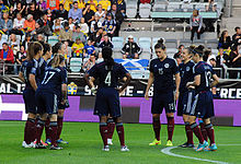 Scotland playing a 2015 World Cup qualifying match in Sweden Scotland WNT 17914.jpg