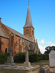 St John's Anglican Church, the oldest church in Australia's capital city, Canberra, was consecrated in 1845 St John the Baptist Church April 2013.jpg