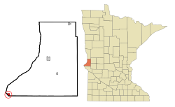 Location of Browns Valley within Traverse County, Minnesota