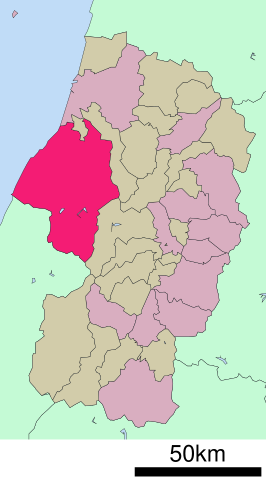 Situering van Tsuruoka in de prefectuur Yamagata