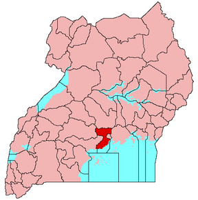 Harta districtului Wakiso în cadrul Ugandei
