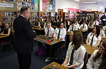 First Minister Alex Salmond visits a classroom at Turriff Academy WWI battlefield visits (8758125506).jpg