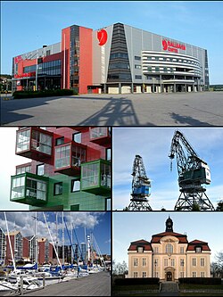 Montage of a variety of famous places in Örnsköldsvik.