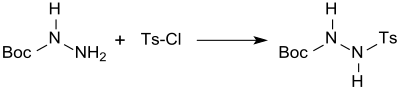 Synthese des unsymmetrisch geschützten 1-Boc-2-tosylhydrazins