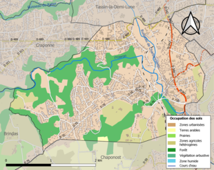 Carte en couleurs présentant l'occupation des sols.