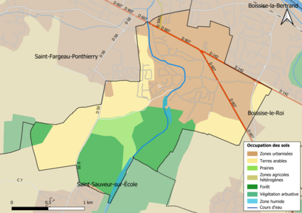 Carte des infrastructures et de l'occupation des sols en 2018 (CLC) de la commune.