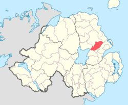 Location of Antrim Upper, County Antrim, Northern Ireland.