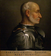 Bartolomeo Colleoni the condottiere of the Golden Ambrosian Republic notably at the battle of Bosco Marengo BartholomaeusColleoni1566-69.png