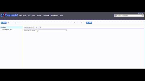 A gif demonstrating the four steps to using BioMart