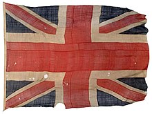 A Union Jack flown aboard HMS Spartiate during the Battle of Trafalgar in 1805, which took place several years after the second Union Jack was adopted. British flag flown from HMS Spartiate during the Battle of Trafalgar.jpg