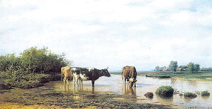 Krowy u wodopoju, 1879