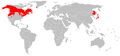 Cornus canadensis world distribution map