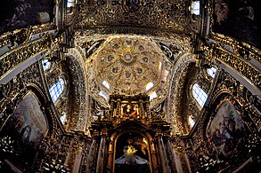 Templo y Antiguo Convento de Santo Domingo, interior de la capilla a la Virgen del Rosario, Puebla, Mexico