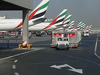 This is a photo showing airplanes from Emirate...