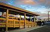 The first northbound "Vermonter" arrives at the new temporary station platform in Northampton, Massachusetts, on December 29, 2014