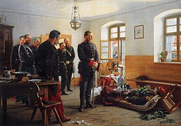 《王儲腓特烈·威廉哀悼法國將軍阿貝爾·杜埃的屍體》，1888