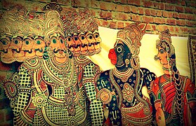 Hanuman and Ravana in Togalu Gombeyaata, a shadow puppet tradition in the southern part of India