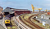 Holyhead station tracks and platforms in 1993