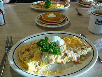 Breakfast featuring an omelette at an IHOP res...