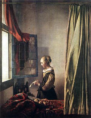Jan Vermeer - knabino Leganta Leteron ĉe Open Window.JPG