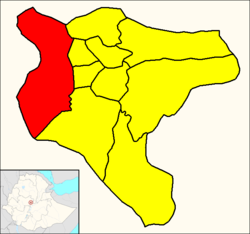 Kolfe Keranio (red) within Addis Ababa