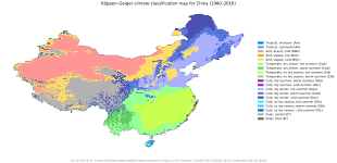 Koppen-Geiger climate classification map for mainland China Koppen-Geiger Map CHN present.svg