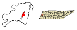 Location of Ripley in Lauderdale County, Tennessee.