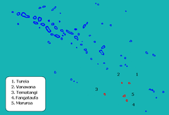 Localização da comuna de Tureia (a vermelho) em Tuamotu-Gambier.