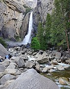 Hikers near the Lower Yosemite Fall in May of 2022