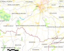 Mapa obce Saint-Germain-de-Tallevende-la-Lande-Vaumont