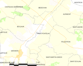 Mapa obce Tirent-Pontéjac