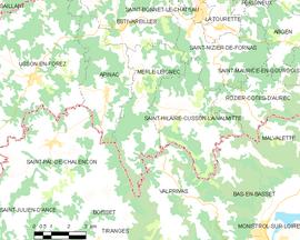Mapa obce Merle-Leignec