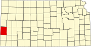 Карта Канзаса с выделением округа Гамильтон