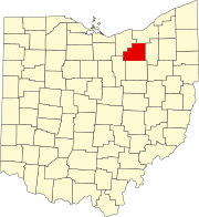 Kort over Ohio med Medina County markeret