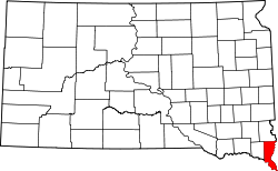 Karte von Union County innerhalb von South Dakota