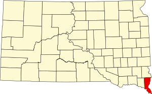 Карта Южной Дакоты с выделением округа Юнион
