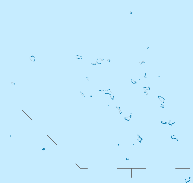 Mapa konturowa Wysp Marshalla, blisko centrum u góry znajduje się punkt z opisem „BII”