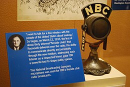 NBC microphone used for Roosevelt's fireside chat radio broadcasts NBC microphone, National Museum of American History.jpg