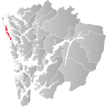 Mapa do condado de Hordaland com Øygarden em destaque.