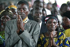 Christians praying in Goma, DR of Congo.