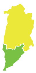 Map of Quneitra District (yellow) within Quneitra Governorate