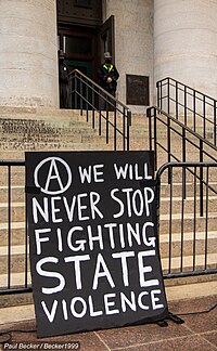 Anarchist placard, 12 December 2020 Rally for Justice (12-12-20) Columbus, OH (Statehouse) bIMG 0153 (50712707566).jpg