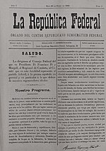 Miniatura per La República Federal: órgano del Centro Republicano Democrático Federal